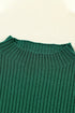 Ribbed Mock Neck Patch Pocket Drop Shoulder Short Sleeve Sweater